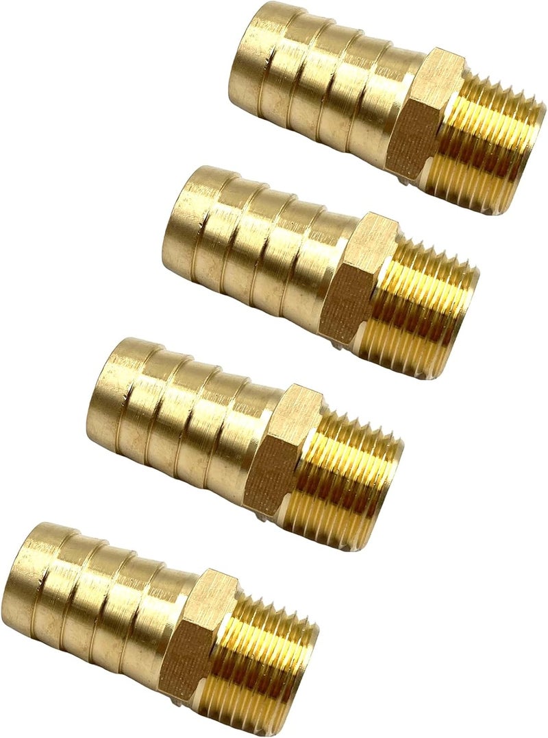 Bumugufu 4 قطع محولات خرطوم ذكر 1/2" NPT إلى 3/4" بارب، تركيبات أنابيب نحاسية 3/4" بارب إلى 1/2" NPT ذكر لأنظمة المياه والوقود - Image 4